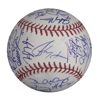 2010 American League Champion Texas Rangers Team Signed World Series Selig Baseball With 39 Signatures (MLB Authenticated)